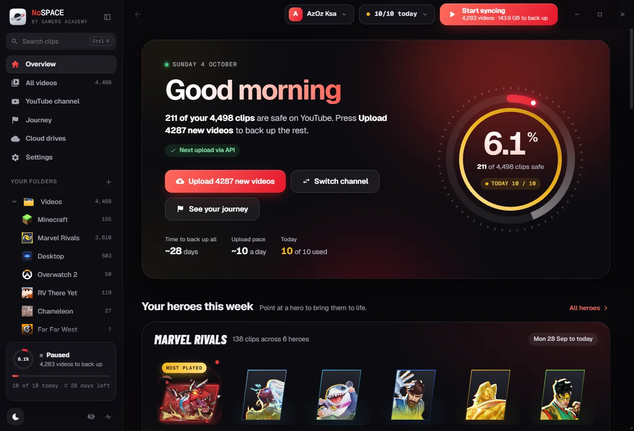 NoSPACE overview screenshot